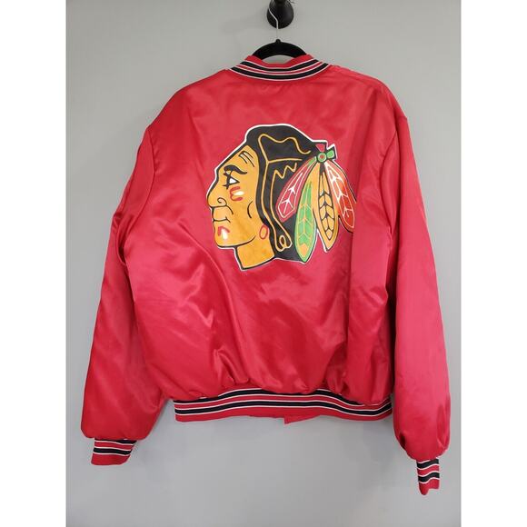 Vintage Chicago Blackhawks Locker Line Size XL Button-up Satin Jacket‎ - Picture 5 of 6